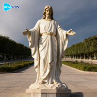 Statue de la Résurrection de Jésus-Christ en marbre, grandeur nature, faite à la main, pour décoration religieuse extérieure de jardin