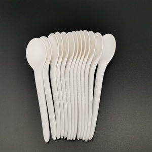 Disposable Spoon Plastic Plastic Spoons Small Disposable 6 Inch Disposable Tableware Corn Starch Biodegradable Spoon Small Oval Shape Plastic Tea Spoon