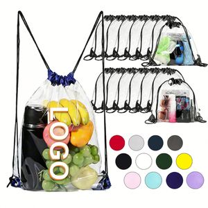 Wholesale Custom Logo Drawstring Storage Outdoor Transparent PVC Bag <b>Canvas</b> Customized Custom Sports Drawstring <b>Backpack</b> Bag - Product Image 1