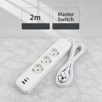 Multiprises avec câbles de 2 mètres : Prises d'extension de style allemand, multiprises de style russe de 2 mètres avec prises lumineuses.