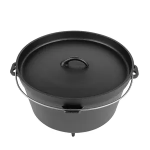 custom Personal wok skillet paella pan cast iron Dutch Oven Supplier Matte Black Premium Camping Cookware Dutch Oven