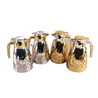 Botol Termos Panas Modern Kapasitas Besar Berlapis Emas Kaca untuk Rumah Tangga, Teko Kopi Berlapis Emas