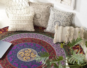 Bohemian Mandala Round Tapestry Wall Hanging, Ombre Hippie Indian Tapestry <b>Tablecloth</b>, Intricate Multicolor 70 Inch - Product Image 3