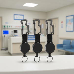 Porte-badge en métal robuste avec enrouleur rétractable et pince crocodile pour les infirmières médicales, logo personnalisé disponible, écologique D - Product Image 2