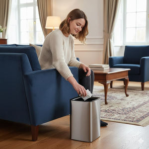 مكتب فاخر مخصص داخلي صندوق قمامة فندق تجاري معدني مطبخ من الفولاذ المقاوم للصدأ مفتوح من الأعلى - Product Image 1