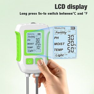 Testeur numérique de pH du sol LCD avec capteur d'humidité (0%-90%) et de température (0~60°C), moniteur de fertilité et de luminosité pour plantes de jardin - Product Image 3