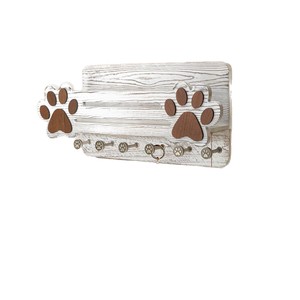Porte-clés mural en bois avec motif de patte pour l'organisation des fournitures pour animaux de compagnie et des clés - Product Image 5