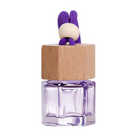 Flacon diffuseur de parfum de voiture hexagonal en verre de 8 ml vide avec bouchon en bois pour huiles essentielles et aromathérapie