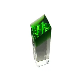 Trofeo di vetro di cristallo verde con Logo personalizzato personalizzato con Design di moda di vendita caldo