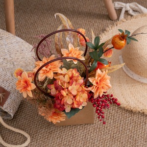 Bouquet de fleurs artificielles CallaFloral, hortensia orange rouge, décoration de mariage et de maison CF01471 - Product Image 1