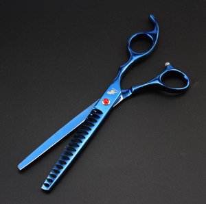 Kéo Hình Sơn Màu Xanh Dương Freelander 7.0 Inch Chất Lượng Hàng Đầu, Bộ Kéo Cắt Răng Dày Đặc Cho Thú Cưng - Product Image 5