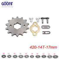GOOFIT 420 10 17mm Pignon de chaîne à dents, engrenage de transmission, ensemble d'engrenages de remplacement pour moto 50cc 70cc 90cc 110cc Dirt Bike
