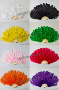 Grand déguisement à main Éventails artisanaux Grand éventail de plumes d'<span class=keywords><strong>autruche</strong></span> de mariage burlesque pour spectacle de danse Accessoire de fête du thé - Product Image 2