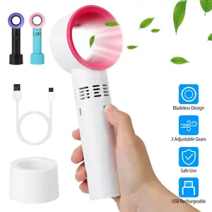 Mini Personal Safety USB Rechargeable Fast Cooling Leafless Bladeless Electric Portable Handheld Fan For Home Outdoor Kid Summer