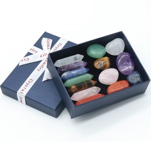Raws curativi ghiaia cristallo meditazione pietre di palma sette <span class=keywords><strong>Chakra</strong></span> burattato pietra Reiki Set - Product Image 1
