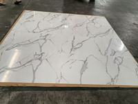 Panneau mural SPC personnalisé, feuille de marbre UV, marbre blanc neige brillant, feuilles de PVC, plaque de PVC