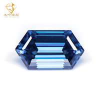 Pierre de Moissanite Junyuan personnalisée, forme hexagonale à étages, bleue, pour la fabrication de bijoux