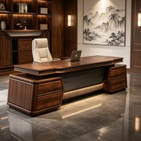 Bureau de direction en bois massif de style chinois LBZ-316X avec armoire de rangement, bureau de bureau moderne haut de gamme personnalisable de grande taille