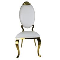 Chaise de salle à manger ovale dorée en acier inoxydable empilable moderne pour mariage, vente en gros