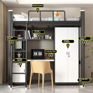 Cama Litera Doble de <span class=keywords><strong>Metal</strong></span> con Escritorio, Estilo <span class=keywords><strong>Loft</strong></span>, para Adultos, Estructura de Hierro Negro, la Más Vendida - Product Image 4