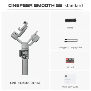 CINEPEER Smooth 5E คาร์บอนไฟเบอร์ กิมบอลกันสั่นสำหรับ iPhone/Android สมาร์ท<span class=keywords><strong>โฟน</strong></span> ระบบติดตาม AI หมุนได้ 360 องศา พร้อมระบบในตัว - Product Image 6