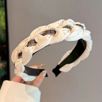 Bandeau en tissu orné de strass tissé à la main, tendance et très vendu pour femmes - Style chic, accessoires élégants pour cheveux de fête