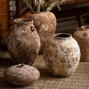 Jarrón de gres estilo Retro Wabi-Sabi, maceta hidropónica de cerámica de arcilla para decoración del hogar, tarro de cama y desayuno - Product Image 3