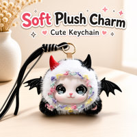 Porte-clés en peluche PP super doux avec ailes de petit diable mignonnes, pendentif de sac, en stock pour petits cadeaux, vente en gros aux marchés.
