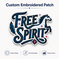 Patch brodé personnalisé OEM ODM avec motif cheval, design DIY, appliqué pour vêtements de mode, casquettes et sacs à dos