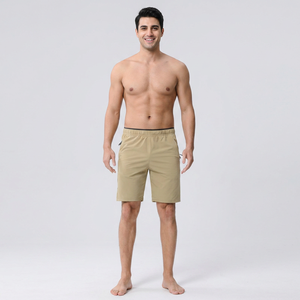 Pantalones cortos de cintura elástica para hombre, pantalones cortos casuales de media longitud con bolsillo con cremallera invisible para hombre, nailon Spandex, buena calidad, envío DDP - Product Image 1