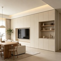 Meuble TV mural LOFT de luxe en mélamine blanche sans formaldéhyde avec étagères ouvertes et service de conception 3D pour salon