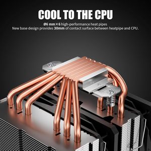 พัดลมระบายความร้อนซีพียูแบบ Dual Tower RGB ARGB 6 ฮีทไปป์ ช่องเสียบไฟ 3 พิน ระบบระบายความร้อนด้วยอากาศที่มีประสิทธิภาพ สำหรับเคสคอมพิวเตอร์เล่นเกมแบบ Dual Tower - Product Image 2