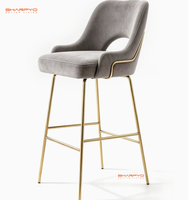 Tabouret de bar moderne en acier inoxydable doré avec dossier, style industriel, en velours, pour comptoir – Meilleure vente