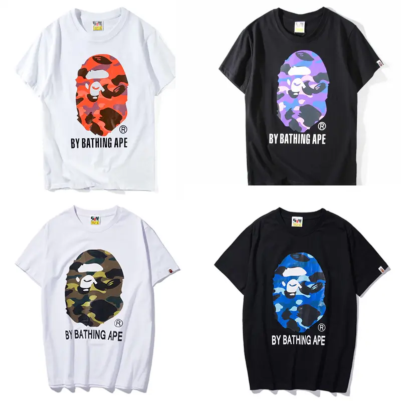 High quality BAPE brand oversized Fashion Designer summer shirt Men Trendy Loose Printed Tshirt Casual sports T-shirt