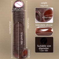 Préservatif en silicone vibrant à particules de cristal épaissies et allongées, lavable et réutilisable pour hommes LM-CT614-2
