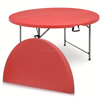 Table pliante portable en plastique blanc CE 6 pieds, table ronde pour mariage, banquet, événements, extérieur, table pliante