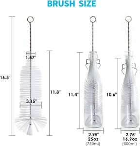 Nylon Eco-Friendly Cleaning <strong>Brush</strong> with Stainless Steel Handle for Narrow Neck Wine Beer &amp; Soda <strong>Bottles</strong> - Product Image 2