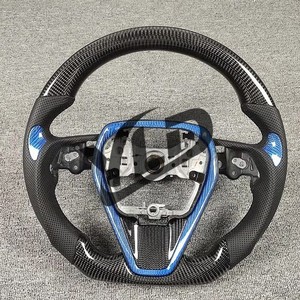 <span class=keywords><strong>Volante</strong></span> de Fibra de Carbono Forjado Personalizado para Toyota Camry Gen 8th 2018-2023 Estilo <span class=keywords><strong>Deportivo</strong></span> <span class=keywords><strong>TRD</strong></span> con Forma de D y Cuero Perforado - Product Image 1