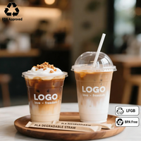 Gobelet en plastique PET jetable avec couvercle, logo personnalisé, impression de qualité alimentaire, taille personnalisable pour le café, le lait, le jus et plus encore