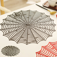 Napperon de table en PVC réutilisable, écologique, antidérapant et anti-brûlure, motif toile d'araignée style européen pour Halloween, idéal pour restaurants et hôtels