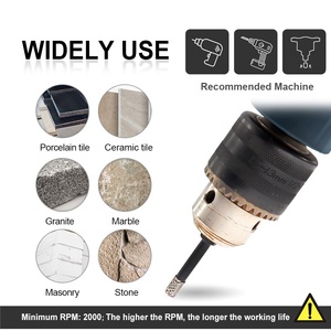 1 bộ/10 pcs 5mmx2 + 6mmx3 + 8mmx2 + 10mm + 12mm Kim Cương khô khoan lõi Bit + 1PC 6mm cacbua hình tam giác khoan với nhanh chóng phù hợp với chân - Product Image 3