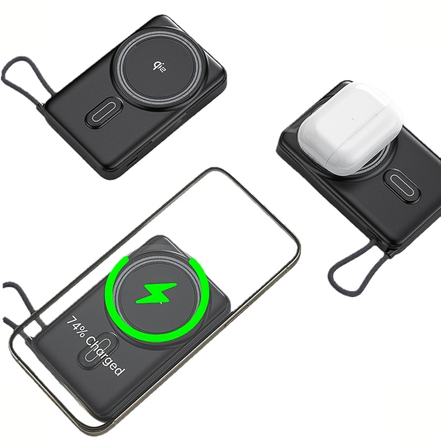 2026 Qi2 Portable Wired Wireless 2 in 1 Mag Netic Wireless Charging Power Bank 10000mAh Semi-Solid State Power Banks