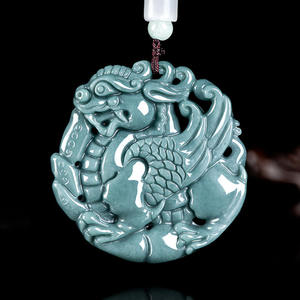 Pendentif en jade naturel bleu eau Kirin, bijoux pour hommes, design original, style chinois, cadeau avec certificat d'évaluation PX63 - Product Image 1