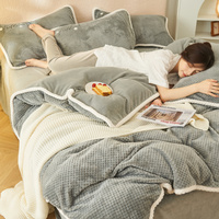 Ensemble de literie en velours, Textile super doux, couvre-lit croisé pour hiver, lait épais, 4 pièces