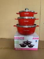 Ensemble de 3 casseroles personnalisées avec logo, batterie de cuisine en granit, nouveau style chinois, ensemble d'ustensiles de cuisson