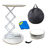 Stand de comptoir télescopique personnalisé avec éclairage LED automatique, table escamotable et podium en tissu tendu