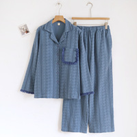 Ensemble de pyjama en coton 100% pour femmes, vente en gros, automne-hiver, manches longues, boutonné, vêtements de nuit, vêtements de détente pour femmes