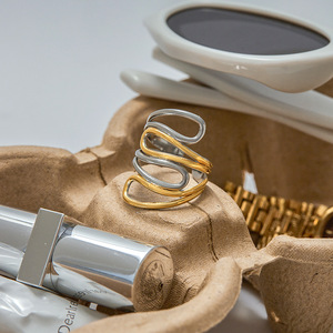 Women's Fashion <b>Ring</b> 18K Gold Stainless Steel <b>Titanium</b> Steel Geometric Design Minimalist Style Gift Jewelry - Product Image 2