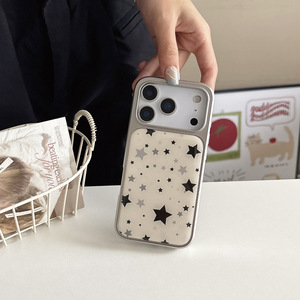 Funda para iPhone 17 Pro Max Estilo Ins con Pequeñas Estrellas, Borde Plateado Electrochapado, Funda con Pegamento para iPhone 14 13 - Product Image 3