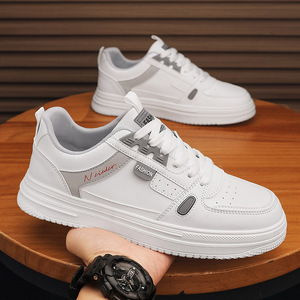 White Blue Platform Sneakers Solid Color Synthetic Upper Lace-up <b>Round</b> Toe <b>Cushioned</b> EVA Midsole Rubber Outsole - Product Image 2